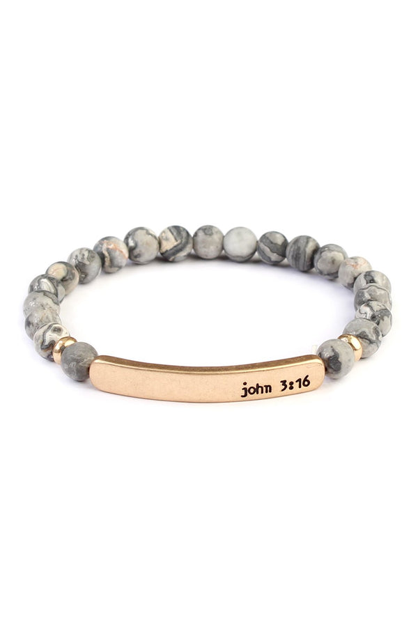 John 3:16 Bar Natural Stone Bracelet