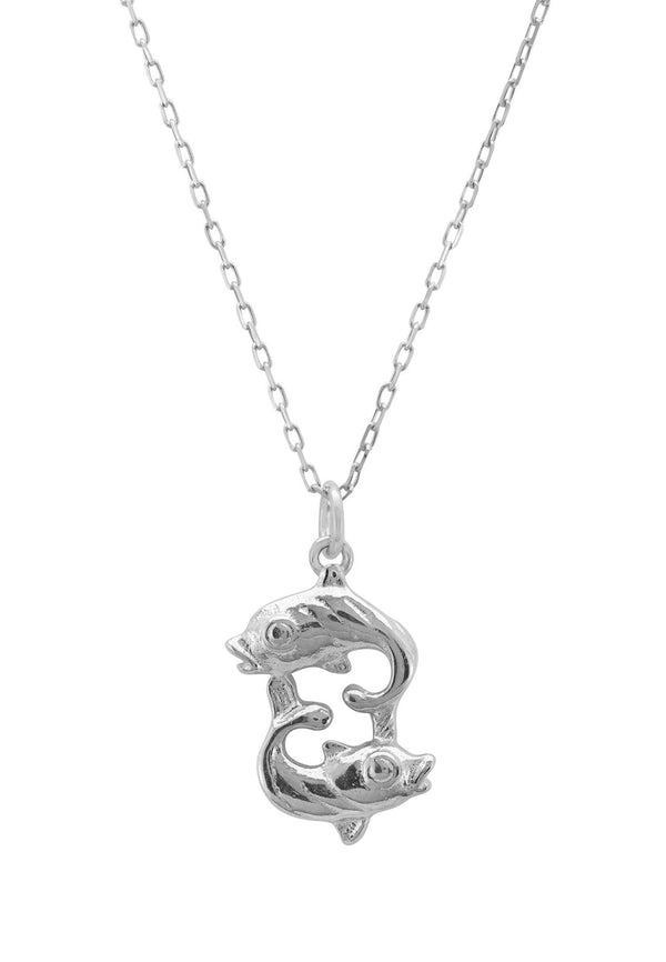 Zodiac Star Sign Necklace Silver Pisces