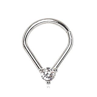 316L Stainless Steel Jeweled Teardrop Shaped Seamless Ring