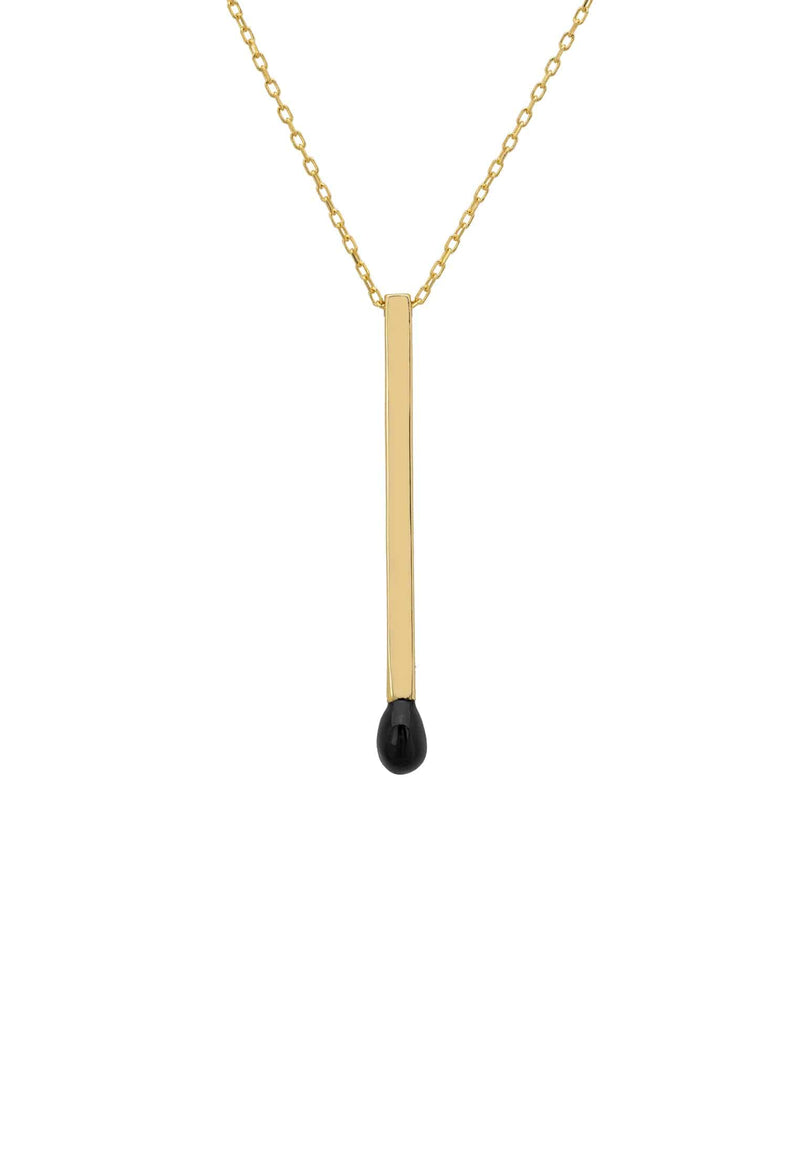 Matchstick Pendant Necklace Gold