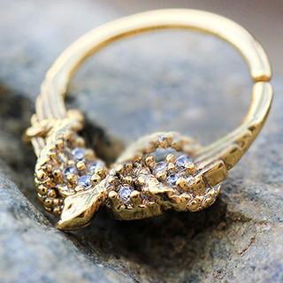 Gold Plated Jeweled Wings and Snake Seamless Ring / Septum Ring