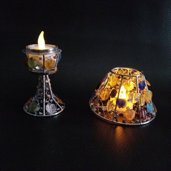 Handmade Colored Glass Tea Light Candle Holder