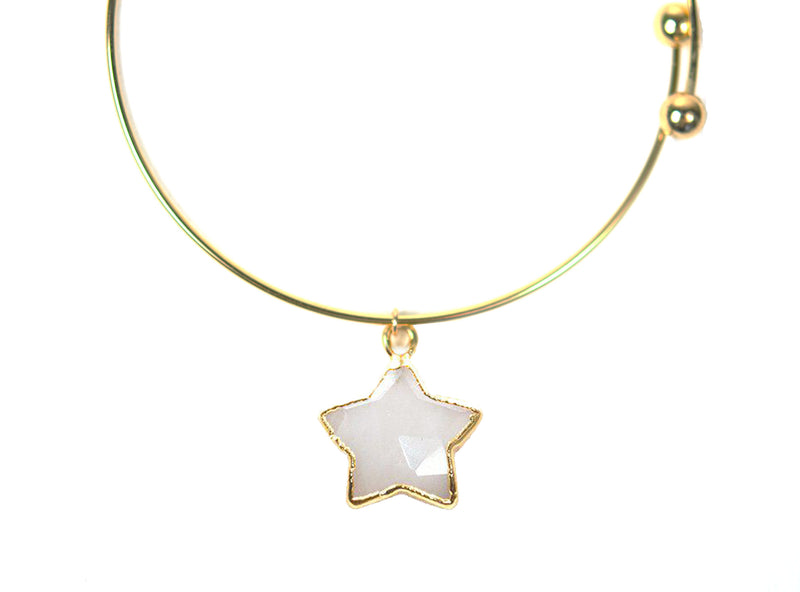 Moonstone Star Adjustable Bangle Bracelet