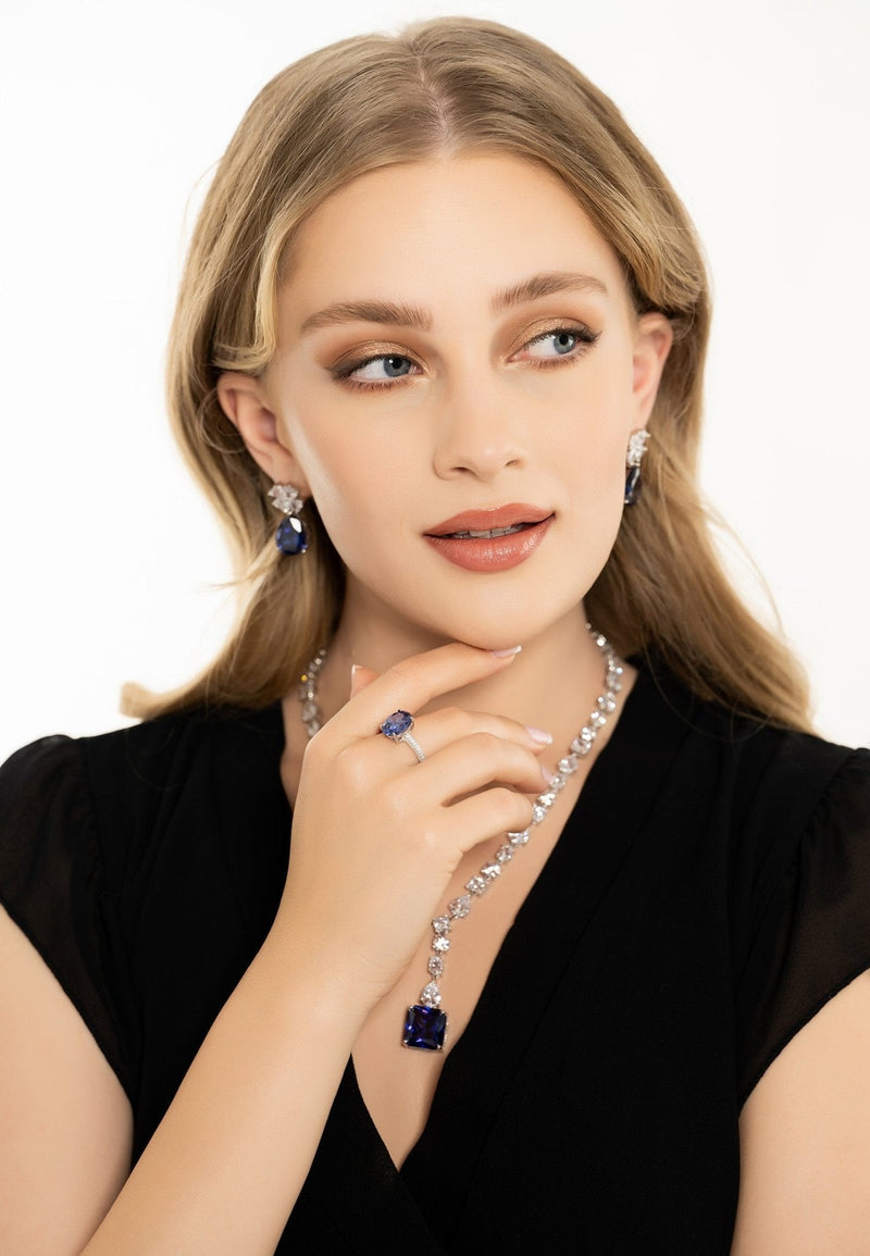 Victoria Teardrop Earrings Silver Tanzanite