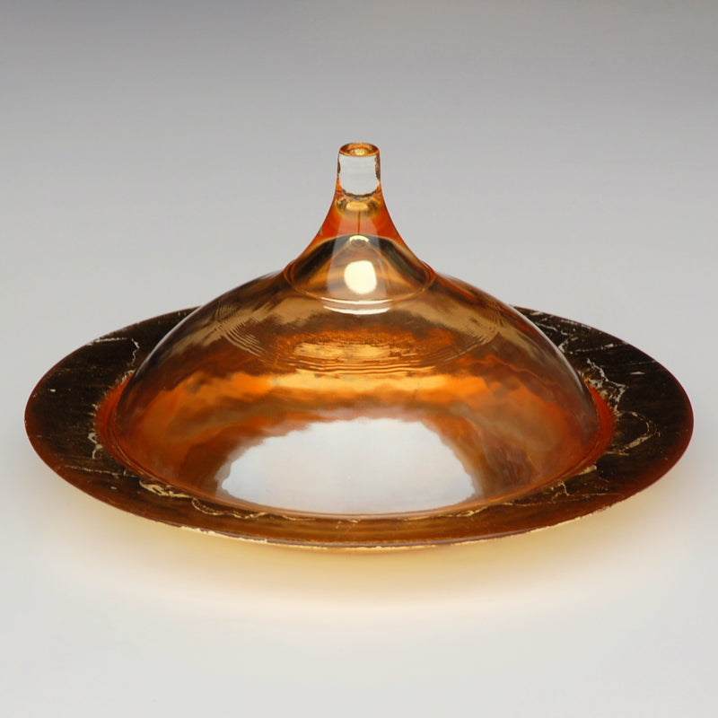 RABAT 9" Gold/Amber Covered Dish