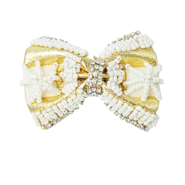 Pearl & Gold Bow Embroidery- Kids Hair Pin