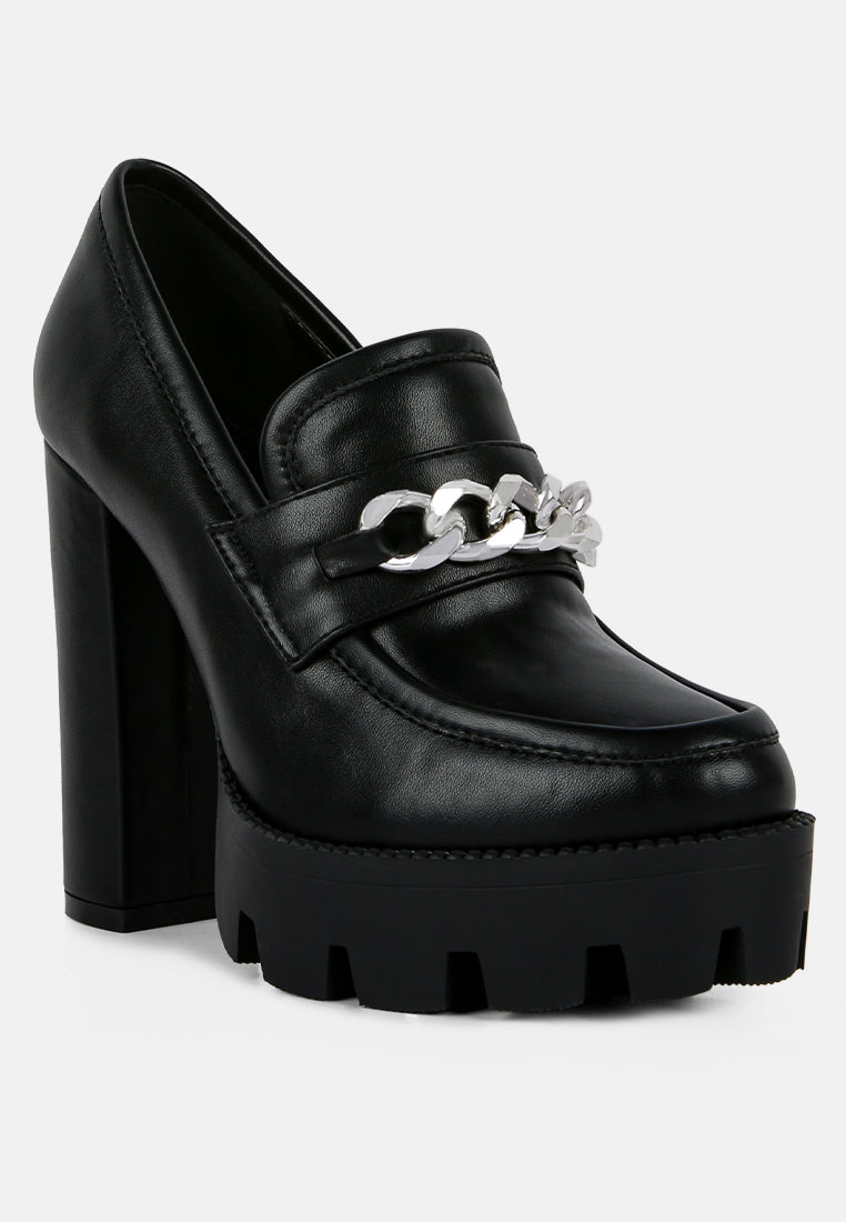 Y2k Chunky High Block Heeled Loafers