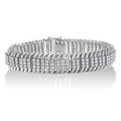 14K White Gold 5.0 Cttw Round Brilliant Cut Diamond 7" S Wave Serpentine Tennis Bracelet (H-I Color, I1-I2 Clarity)