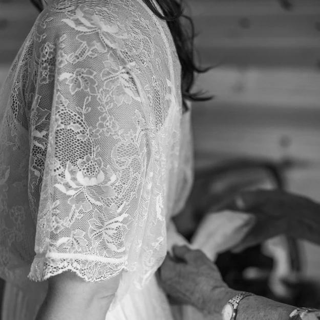 Boho Wedding DressFloral Lace Ivory Sheer Maxi Dress 1044