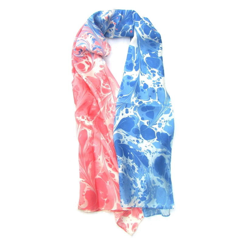 Watermarbling Hand Dyed Peace Silk Scarf