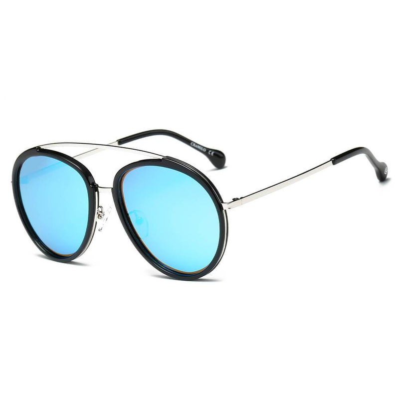 FARMINDALE | CA13 - Polarized Circle Round Brow-Bar Fashion Sunglasses