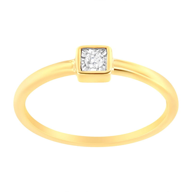 14K Yellow Gold Plated .925 Sterling Silver 1/20 Cttw Miracle Set Diamond Promise Ring (J-K Color, I1-I2 Clarity) - Size