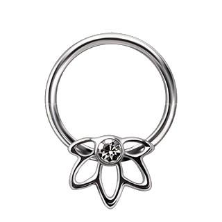 316L Stainless Steel Flower Snap-In Captive Bead Ring
