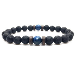 Wood and Lava Stone Essential Oil Bracelet - Blue 2