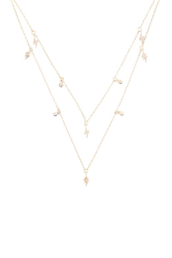 Ina970 - Two Layered Lightning Dainty Pendant Necklace
