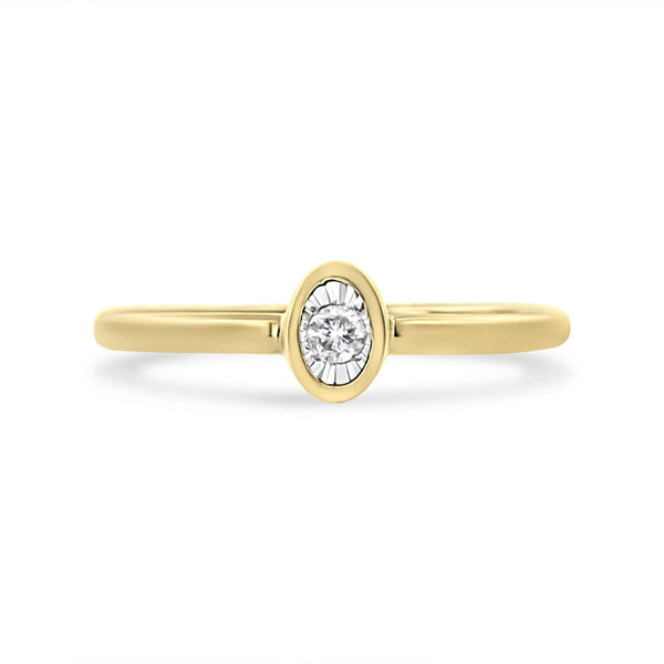 14K Yellow Gold Plated .925 Sterling Silver Miracle Set Diamond Accent Oval Shape Promise Ring (J-K Color, I1-I2 Clarity
