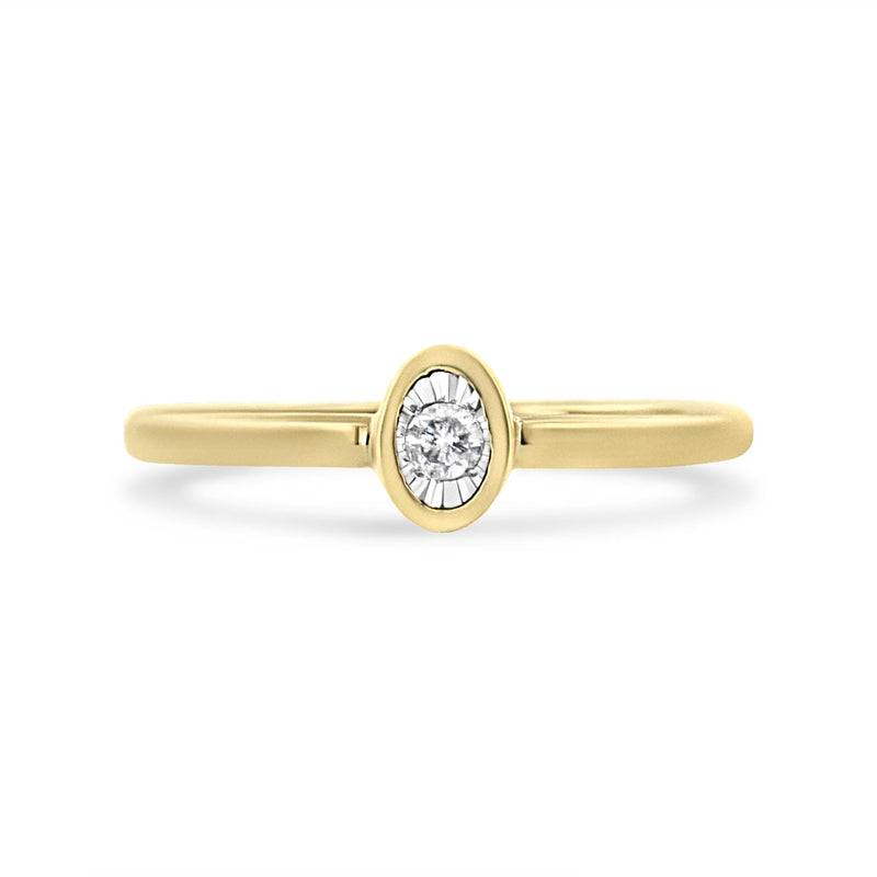 14K Yellow Gold Plated .925 Sterling Silver Miracle Set Diamond Accent Oval Shape Promise Ring (J-K Color, I1-I2 Clarity