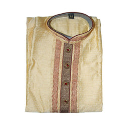 Biege Silk Kurta With a Round Neck