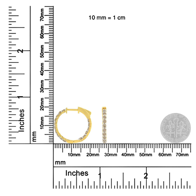 10K Yellow Gold Plated Sterling Silver Diamond Hoop Earrings (2 Cttw, K-L Color, I2-I3 Clarity)