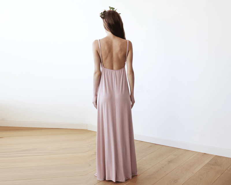Pink V-Neck Maxi Dress 1093