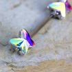 316L Stainless Steel Aurora Borealis Butterfly Nipple Bar