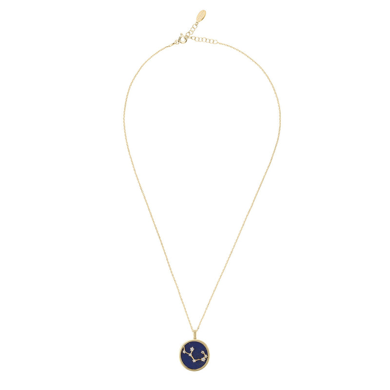 Zodiac Lapis Lazuli Gemstone Star Constellation Pendant Necklace Gold Sagittarius