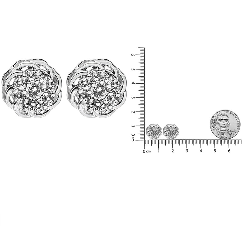 .925 Sterling Silver 1/2 Cttw Round Diamond Cluster Openwork Floral Halo Stud Earrings (I1-I2 Clarity, I-J Color)