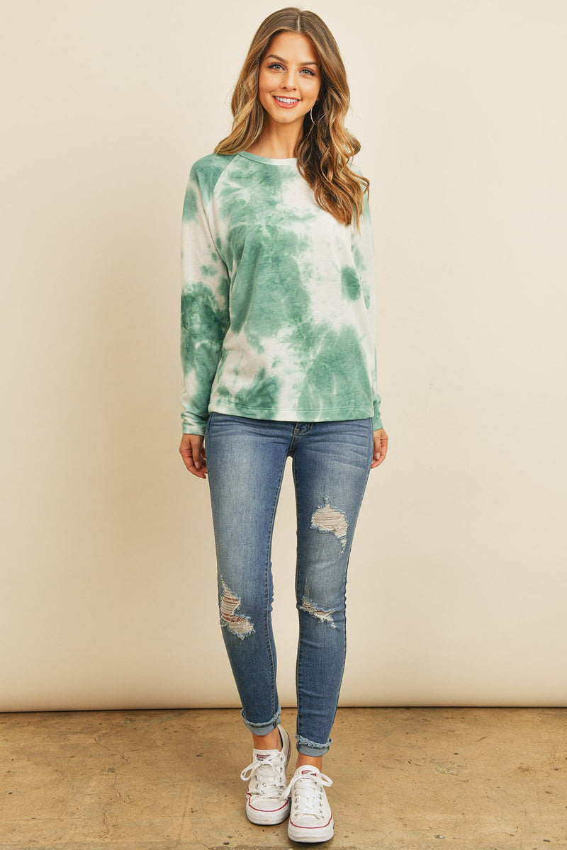 Tie Dye Round Neck Long Sleeved Top