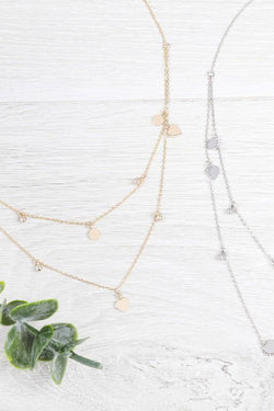 Ina971 - Two Layered Heart Dainty Chain Necklace
