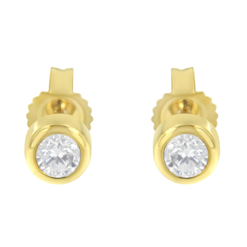 10K White Gold 1/5 Cttw Round Brilliant-Cut Near Colorless Diamond Bezel-Set Stud Earrings (H-I Color, I1-I2 Clarity)