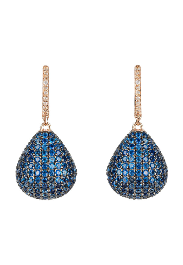 Valerie Pear Drop Gemstone Earring Rosegold Sapphire Blue