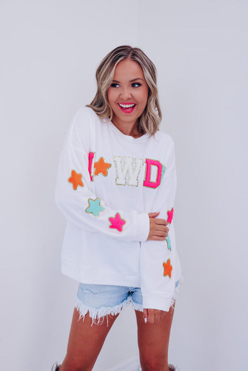 Howdy Patch Graphic Casual Sweatshirt