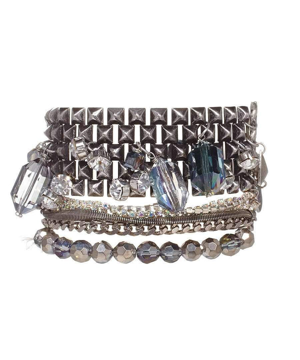 Banded Bracelet Features Iridescent Blue Beads That Dazzle in the Light.