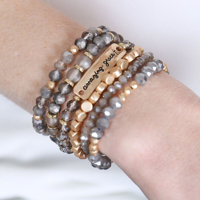 "Amazing Grace" Charm Mixed Beads Bracelet