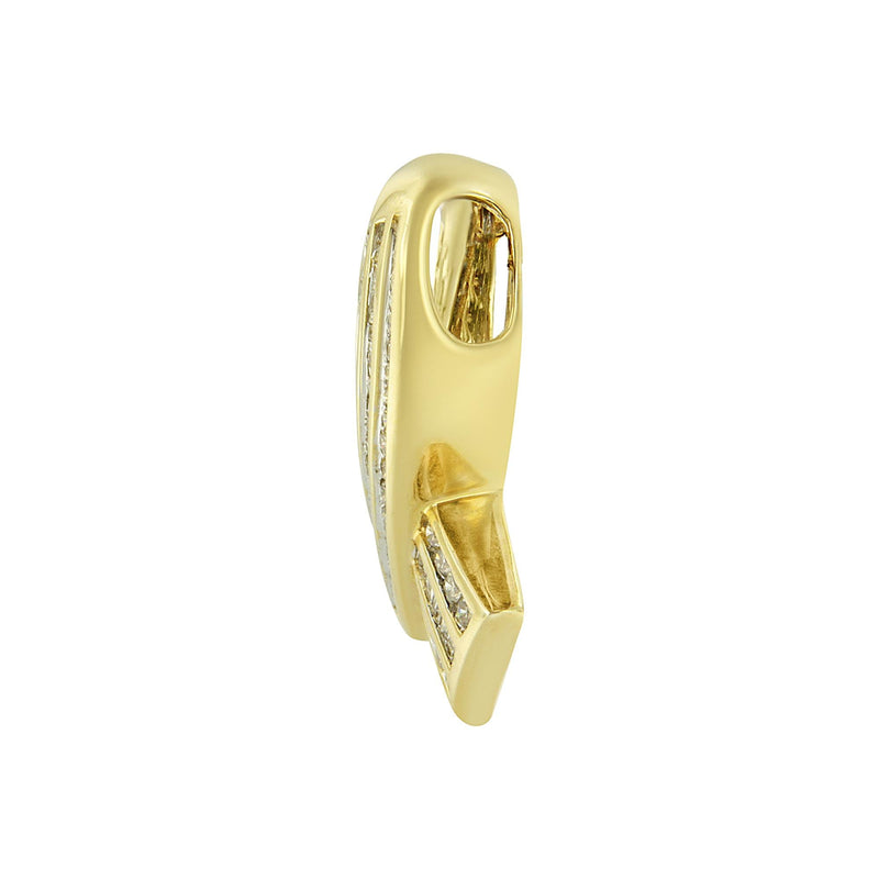14K Yellow Gold 2 5/8 Cttw Channel Set White Diamond Awareness Ribbon Pendant Necklace (G-H Color, VS1-VS2 Clarity) - NO
