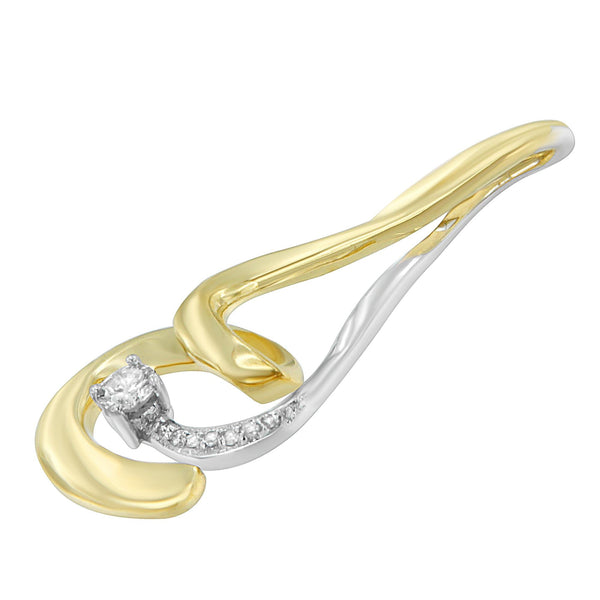 Espira 10K Two-Tone Gold 1/10 Cttw Round Cut Diamond Swirl Pendant Necklace (I-J, I2-I3)