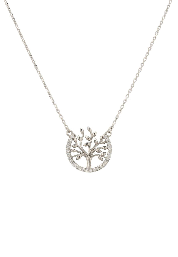 Tree of Life Open Circle Necklace Silver