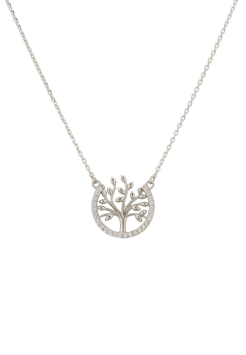 Tree of Life Open Circle Necklace Silver