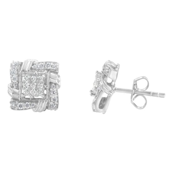 .925 Sterling Silver 1/2 Cttw Round-Cut Diamond Stud Earrings (I-J Color, I1-I2 Clarity)