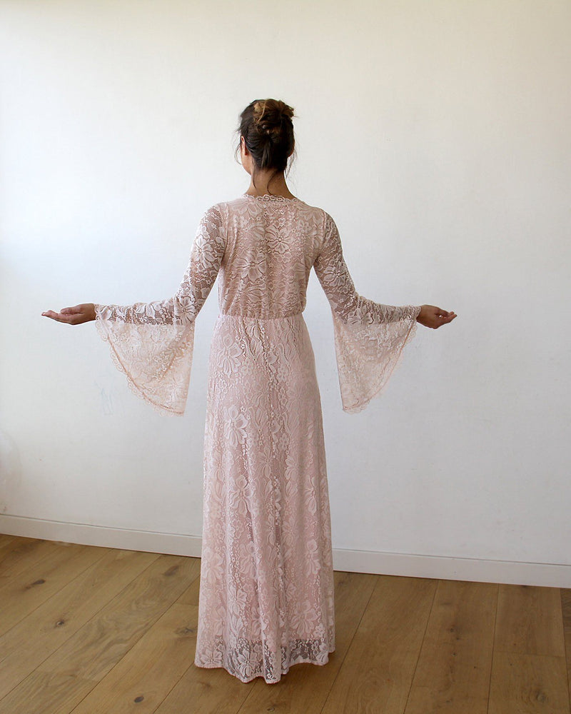 Long Bell Sleeve Lace Wedding Dress, Off-Shoulders Lace Boho Wedding D – Boho Jeans