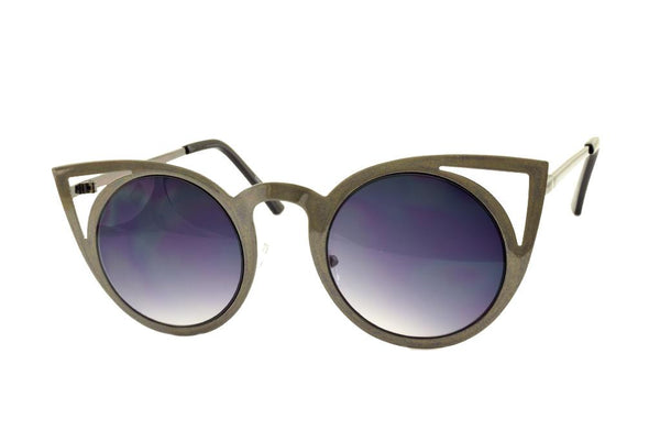 Grey Cateye Metal Sunglasses