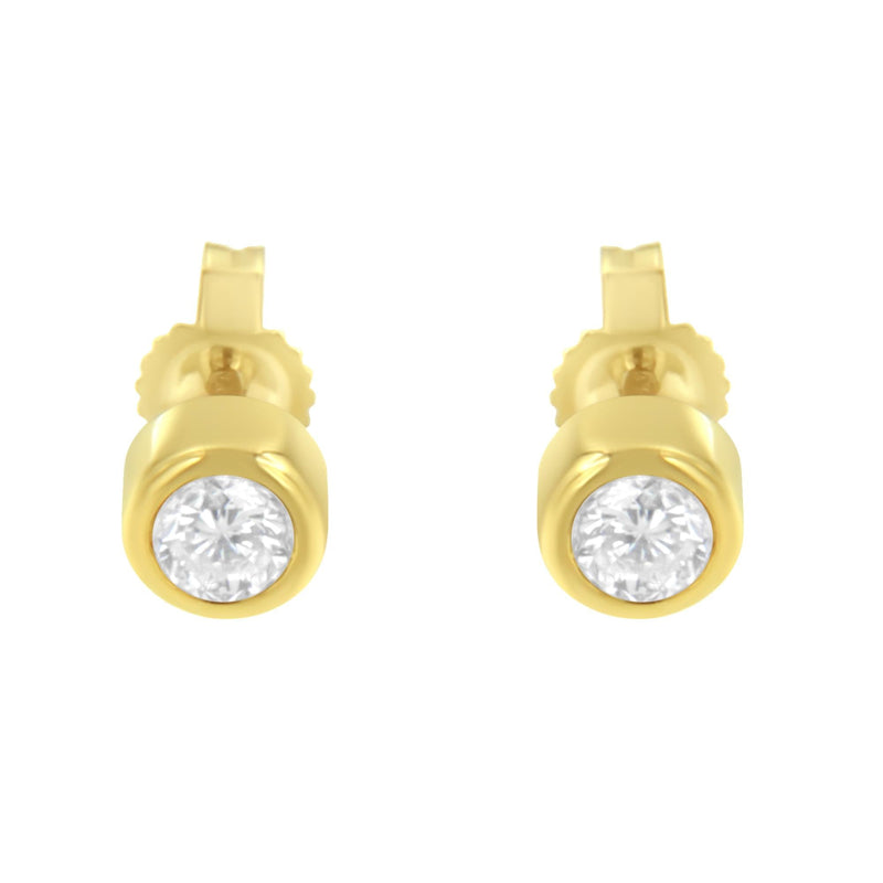 10K White Gold 0.30 Cttw Round Brilliant-Cut Near Colorless Diamond Bezel-Set Stud Earrings (H-I Color, I1-I2 Clarity)