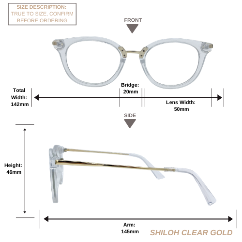 Shiloh | Clear Gold | Blue Light Blocking Glasses