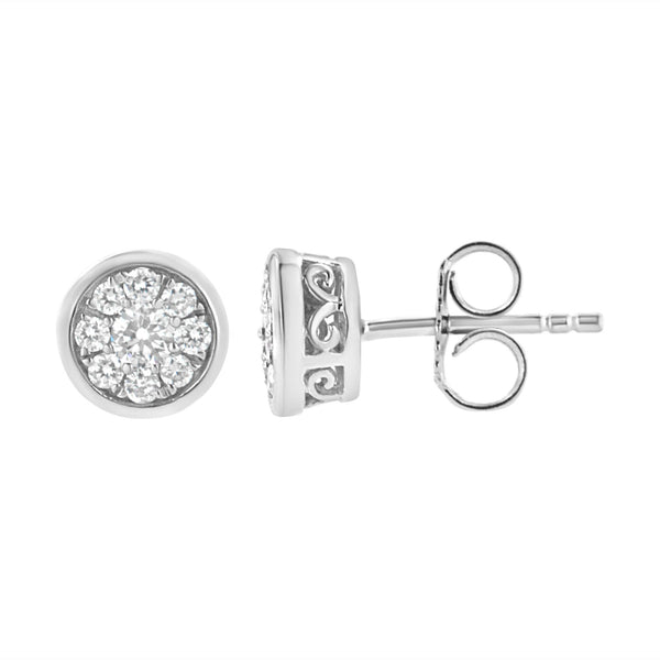 .925 Sterling Silver 1/2 Cttw Lab-Grown Diamond Flower Stud Earring (F-G Color, VS2-SI1 Clarity)