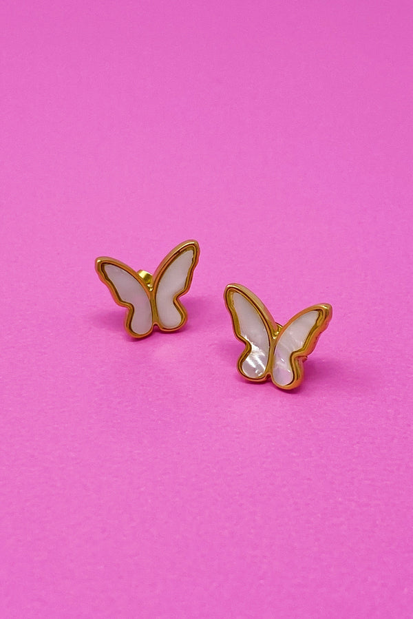 Golden Shell Butterfly Earrings