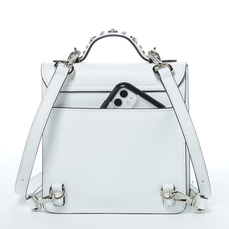 The Hollywood Backpack Leather Purse White