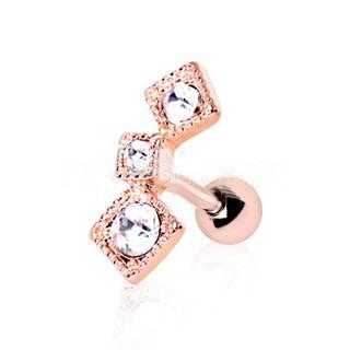 Rose Gold Art of Brilliance Triple Square Drop Cartilage Earring