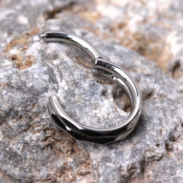 316L Stainless Steel Multi Faceted Prism Cut Seamless Clicker Ring