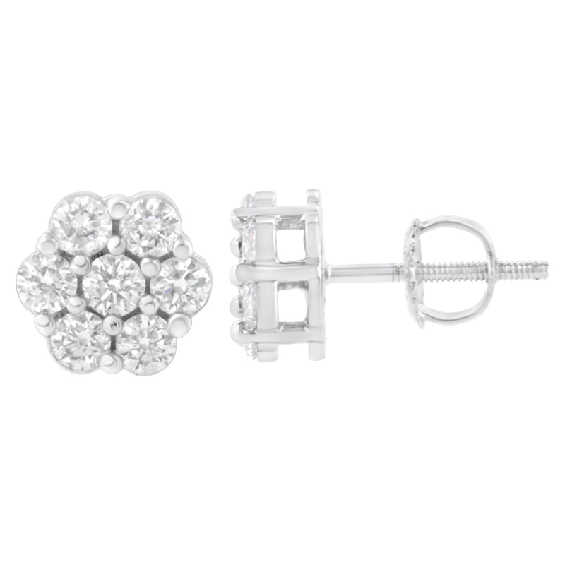 14KT White Gold 1 Cttw Diamond Composite Stud Earrings (I-J, SI2-I1)