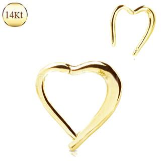 14Kt. Yellow Gold Lovely Heart Seamless Clicker Ring
